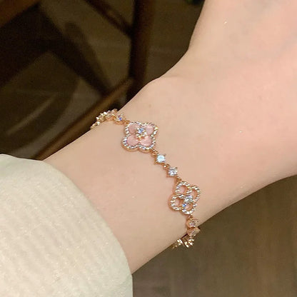 [LOXURA]CLOVER 5 MOTIF PINK BLUE RED WHITE BRACELET