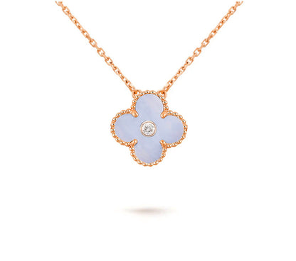 [LOXURA]CLOVER 15MM DIAMOND SINGLE FLOWER NECKLACE COLLECTION