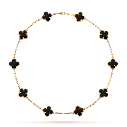 [LOXURA]CLOVER 10 MOTIFS ONYX NECKLACE