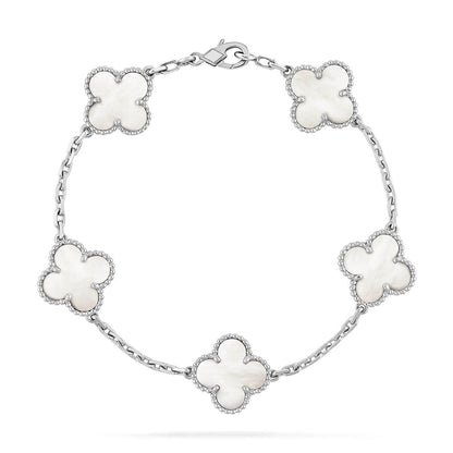 [LOXURA]CLOVER WHITE PEARL MOP 5 MOTIF BRACELET COLLECTION