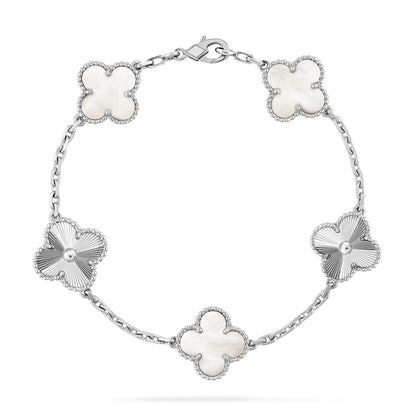 [LOXURA]CLOVER WHITE PEARL MOP 5 MOTIF BRACELET COLLECTION