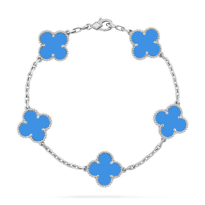 [LOXURA] CLOVER 5 MOTIF BLUE AGATE BRACELET COLLECTION