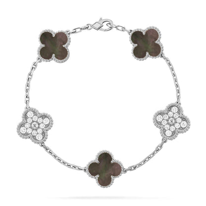 [LOXURA] CLOVER 5 MOTIF GRAY MOP BRACELET COLLECTION