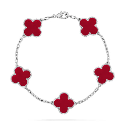 [LOXURA] CLOVER 5 MOTIF RED CORNELIAN BRACELET COLLECTION