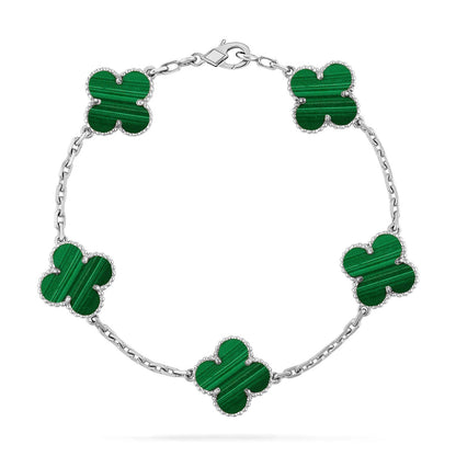 [LOXURA] CLOVER 5 MOTIF MALACHITE BRACELET COLLECTION
