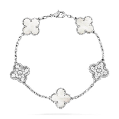 [LOXURA]CLOVER WHITE PEARL MOP 5 MOTIF BRACELET COLLECTION