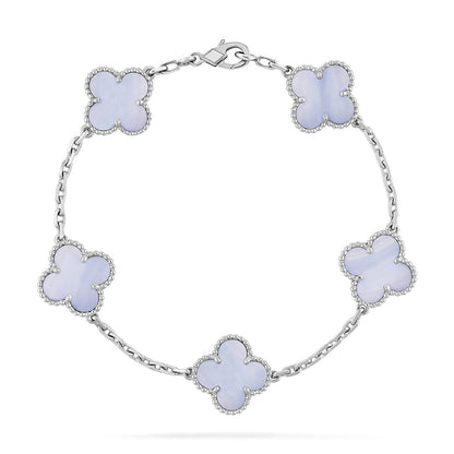 [LOXURA] CLOVER 5 MOTIF PURPLE CHALCEDONY BRACELET COLLECTION