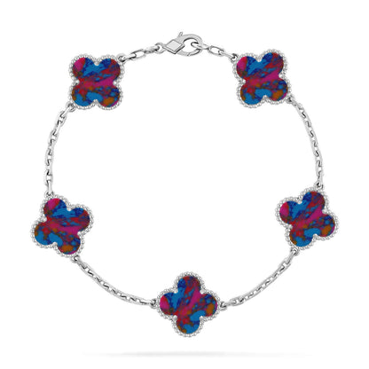 [LOXURA]CLOVER 5 MOTIF COLOR GEMSTONES BRACELET COLLECTION