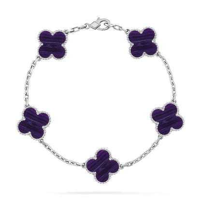 [LOXURA]CLOVER 5 MOTIF PURPLE STRIPES BRACELET COLLECTION