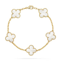 [LOXURA]CLOVER WHITE PEARL MOP 5 MOTIF BRACELET COLLECTION
