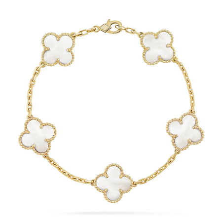 [LOXURA]CLOVER WHITE PEARL MOP 5 MOTIF BRACELET COLLECTION