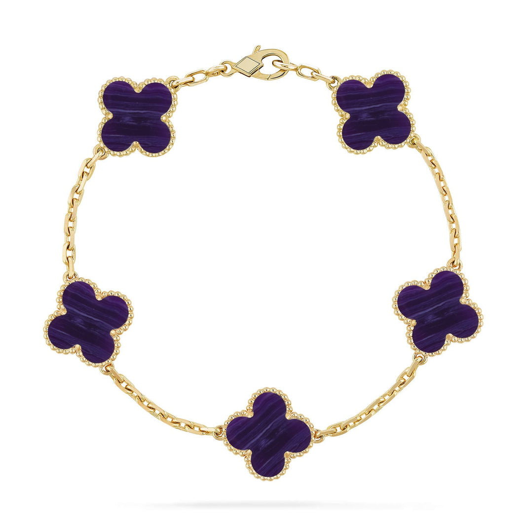 [LOXURA]CLOVER 5 MOTIF PURPLE STRIPES BRACELET COLLECTION