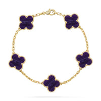 [LOXURA]CLOVER 5 MOTIF PURPLE STRIPES BRACELET COLLECTION