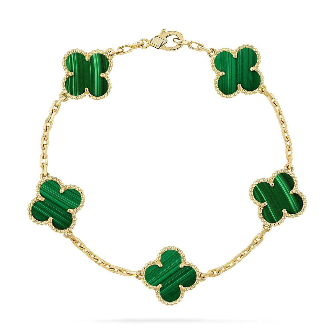 [LOXURA] CLOVER 5 MOTIF MALACHITE BRACELET COLLECTION