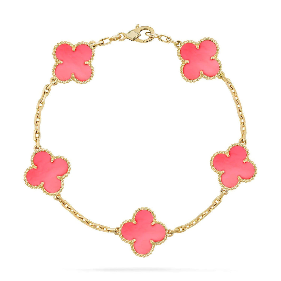 [LOXURA] CLOVER 5 MOTIFS  PINK MOP BRACELET COLLECTION