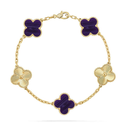 [LOXURA]CLOVER 5 MOTIF PURPLE STRIPES BRACELET COLLECTION