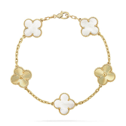 [LOXURA]CLOVER WHITE PEARL MOP 5 MOTIF BRACELET COLLECTION