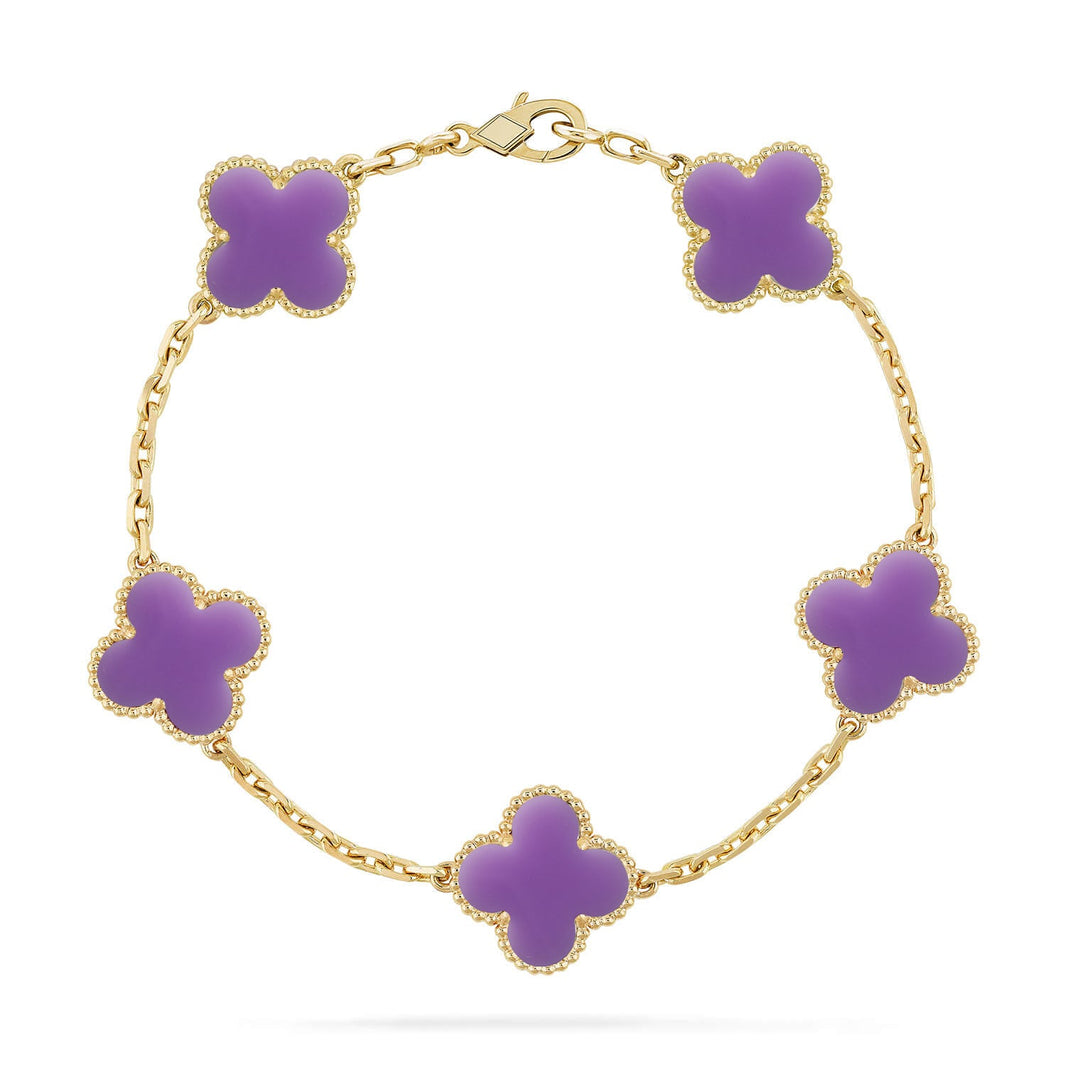 [LOXURA]CLOVER 5 MOTIF LIGHT PURPLE BRACELET COLLECTION