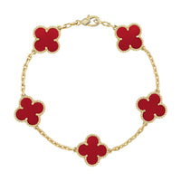 [LOXURA] CLOVER 5 MOTIF RED CORNELIAN BRACELET COLLECTION