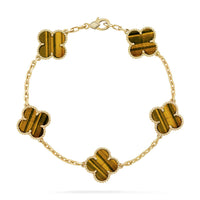 [LOXURA] CLOVER 5 MOTIFS TIGER EYE BRACELET COLLECTION
