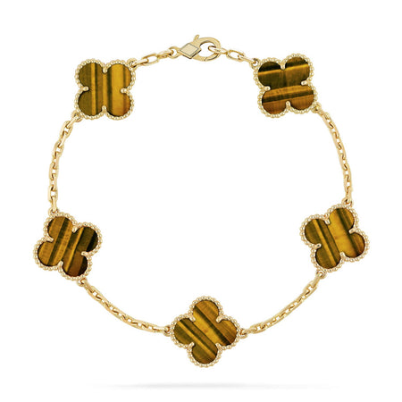 [LOXURA] CLOVER 5 MOTIFS TIGER EYE BRACELET COLLECTION