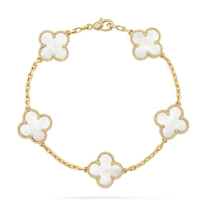[LOXURA]CLOVER WHITE PEARL MOP 5 MOTIF BRACELET COLLECTION