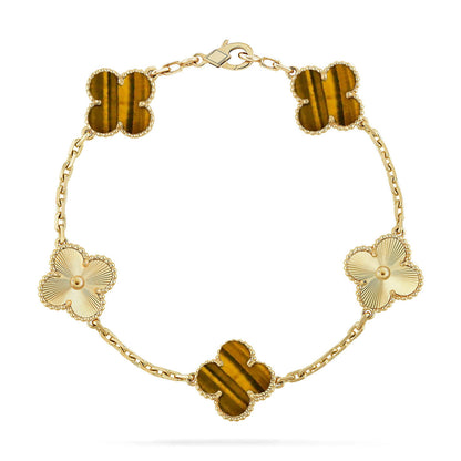 [LOXURA] CLOVER 5 MOTIFS TIGER EYE BRACELET COLLECTION