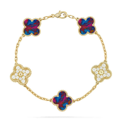 [LOXURA]CLOVER 5 MOTIF COLOR GEMSTONES BRACELET COLLECTION