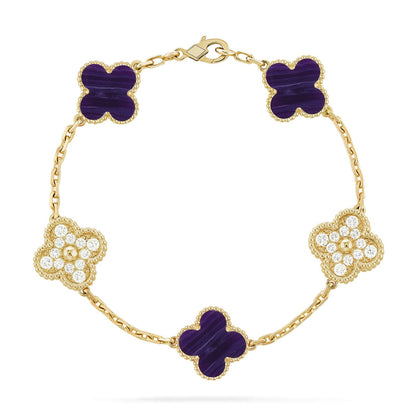 [LOXURA]CLOVER 5 MOTIF PURPLE STRIPES BRACELET COLLECTION