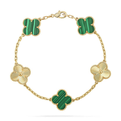 [LOXURA] CLOVER 5 MOTIF MALACHITE BRACELET COLLECTION