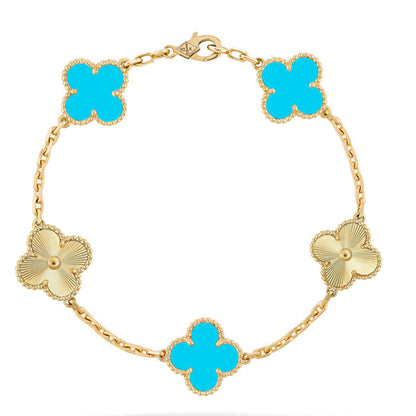 [LOXURA] CLOVER 5 MOTIF TURQUOISE BRACELET COLLECTION