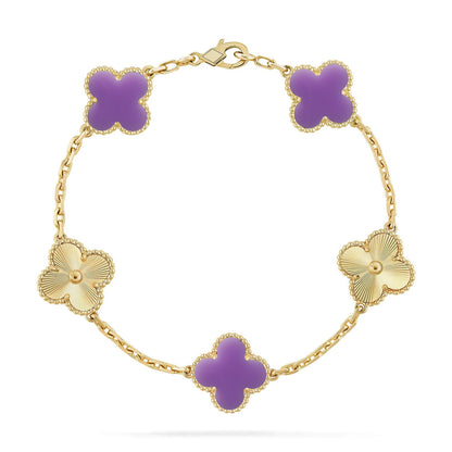 [LOXURA]CLOVER 5 MOTIF LIGHT PURPLE BRACELET COLLECTION