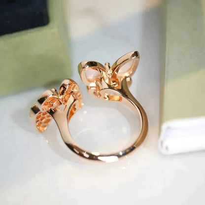 [LOXURA]TWIN BUTTERFLY DIAMOND MOP RING