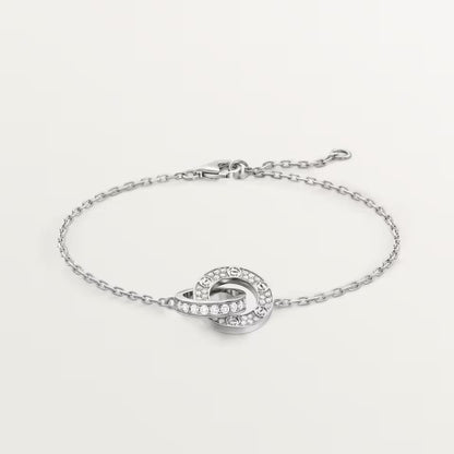 [LOXURA]LOVE DOUBLE RING FULL DIAMOND BRACELET