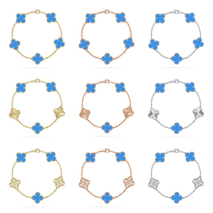 [LOXURA] CLOVER 5 MOTIF BLUE AGATE BRACELET COLLECTION