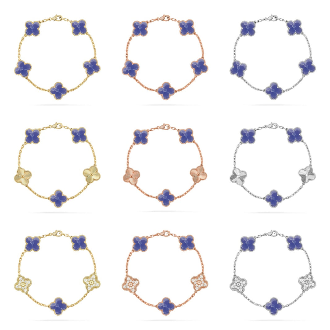 [LOXURA]CLOVER 5 MOTIF BLUE VEINS BRACELET COLLECTION