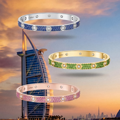 [LOXURA]2026 PAVE GEMSTONE LOVE BRACELET 6.1MM 10 DIAMONDS