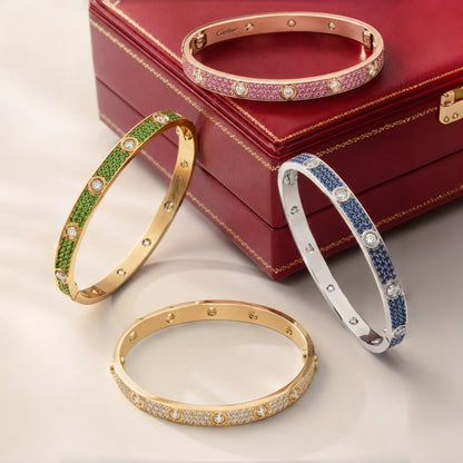 [LOXURA]2026 PAVE GEMSTONE LOVE BRACELET 6.1MM 10 DIAMONDS