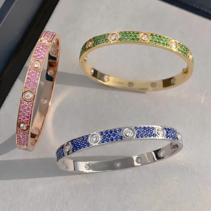 [LOXURA]2026 PAVE GEMSTONE LOVE BRACELET 6.1MM 10 DIAMONDS