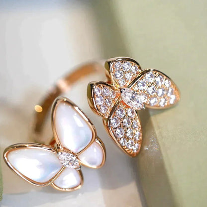 [LOXURA]TWIN BUTTERFLY DIAMOND MOP RING