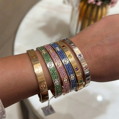 [LOXURA]2026 PAVE GEMSTONE LOVE BRACELET 6.1MM 10 DIAMONDS
