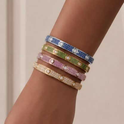 [LOXURA]2026 PAVE GEMSTONE LOVE BRACELET 6.1MM 10 DIAMONDS