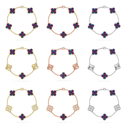 [LOXURA]CLOVER 5 MOTIF COLOR GEMSTONES BRACELET COLLECTION