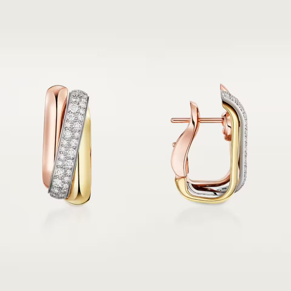 [LOXURA]TRINITY HALF DIAMOND  CUSHION EARRINGS
