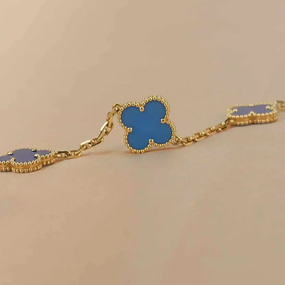 [LOXURA] CLOVER 5 MOTIF BLUE AGATE BRACELET COLLECTION