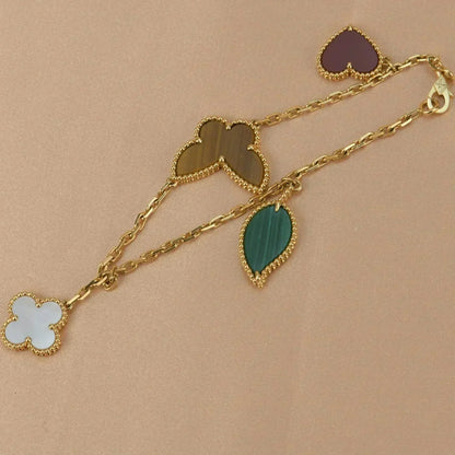 [LOXURA]LUCKY SPRING 5 MOTIF GOLD BRACELET
