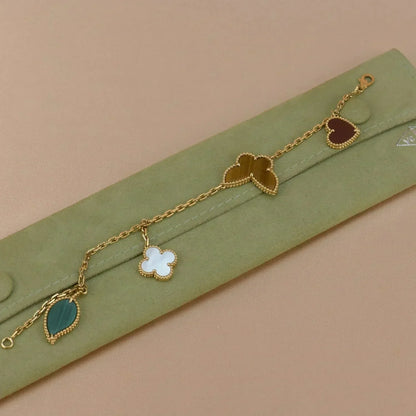 [LOXURA]LUCKY SPRING 5 MOTIF GOLD BRACELET