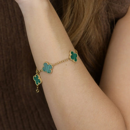 [LOXURA] CLOVER 5 MOTIF MALACHITE BRACELET COLLECTION
