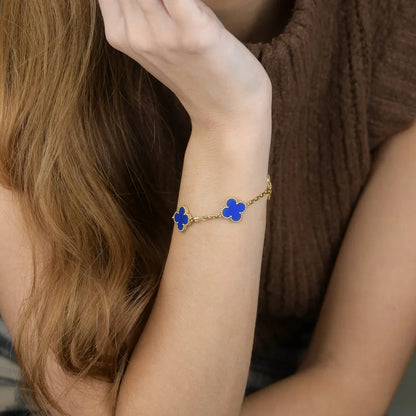[LOXURA] CLOVER 5 MOTIF BLUE AGATE BRACELET COLLECTION