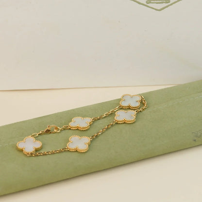 [LOXURA]CLOVER WHITE PEARL MOP 5 MOTIF BRACELET COLLECTION
